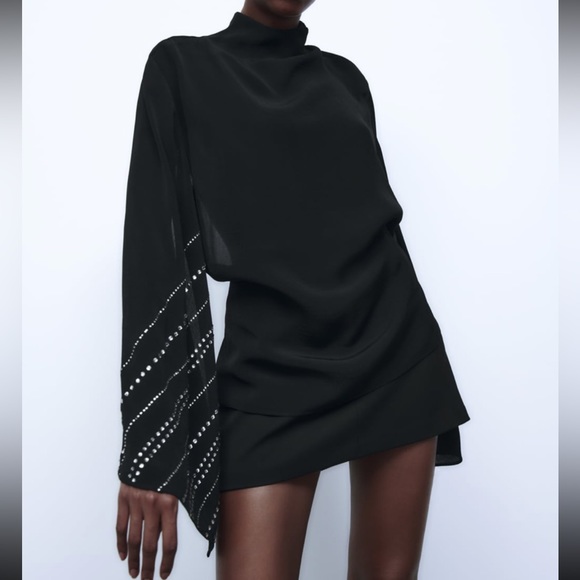 Zara Tops - NWT Zara Rhinestone Cape Sleeved Blouse